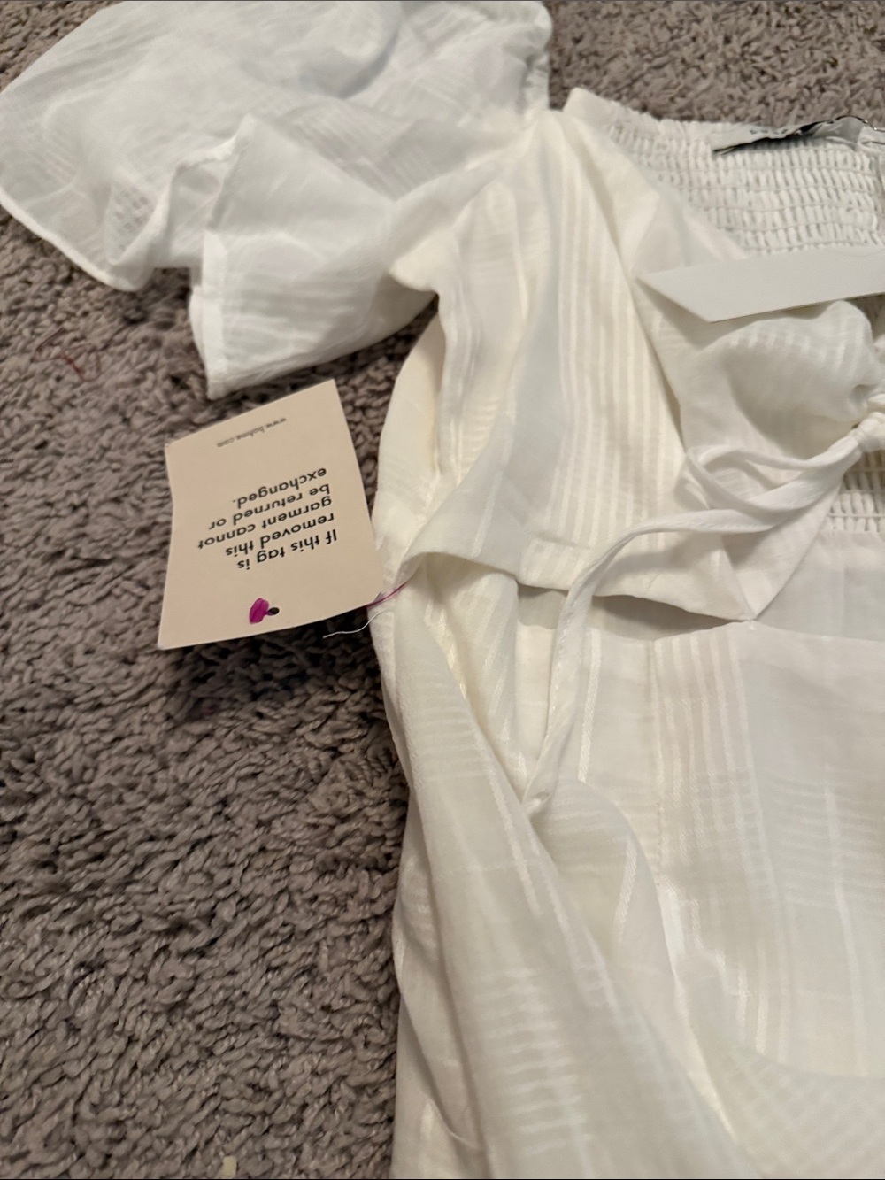 bohme White Puff-Sleeve Midi Dress with Front Tie - Picture 4 of 6